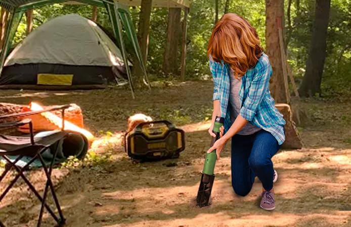 Rotoshovel Backwoods - Powered Handheld Shovel with Auger & Safety Shutoff for Camping, Hunting & RV - 12 Volt Battery